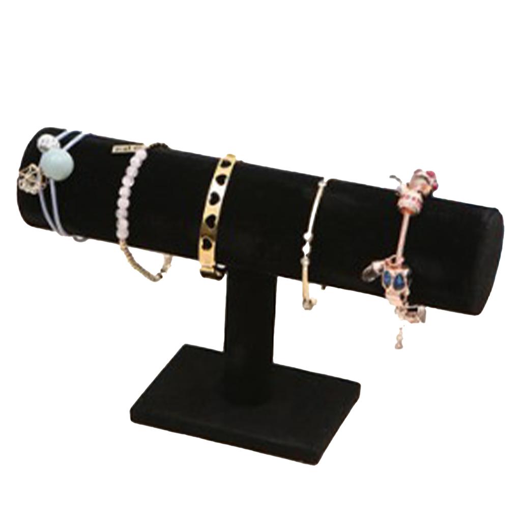 T Bar Bracelet Holder Flannelette Appearance Delicate Modern Watch Display Stand Jewelry Display Black