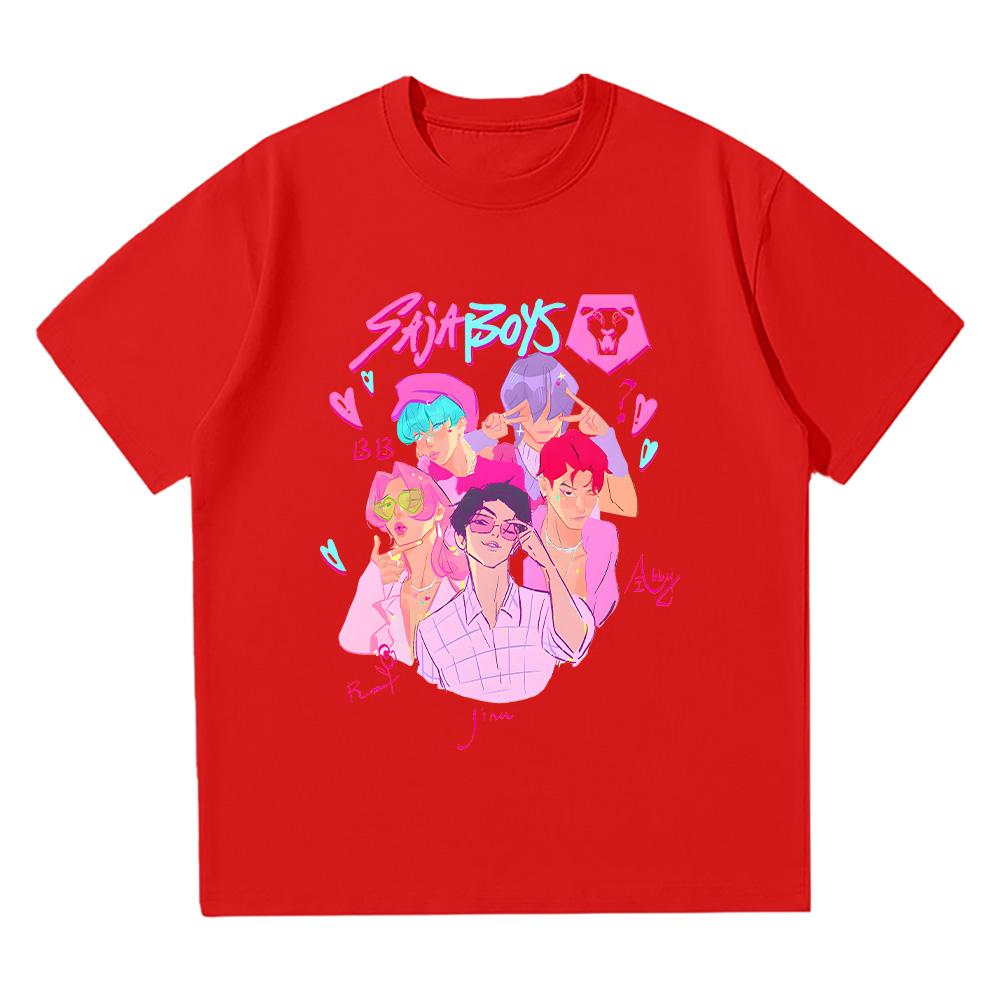 Футболка Saja Boys Boy Band Kpop Demonkpop Вдохновленная Охотниками на демонов Футболки из фильма Унисекс Высококачественные хлопковые футболки Модная одежда