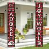Joy To The World Door Banner 71 X 12 Inch Red Black Plaid Vertical Hanging Porch Decoration Front Door Hanging Sign Holiday Party Entryway Fireplace