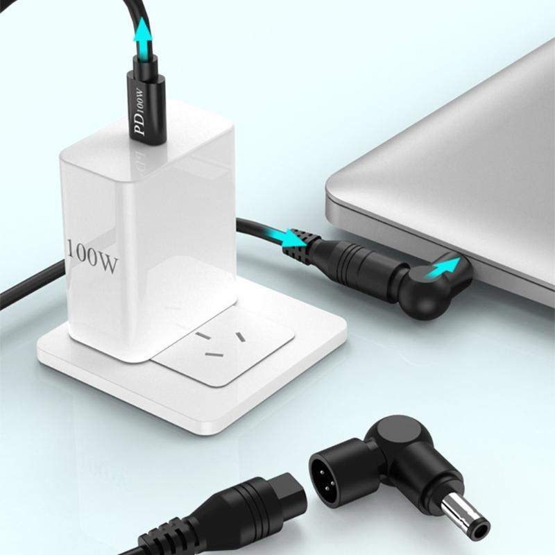 Комплект для быстрой зарядки PD100W USB C — DC 5,5 мм с 12 адаптерами, кабель USB C — 5,5 мм Power Delivery для различных устройств.