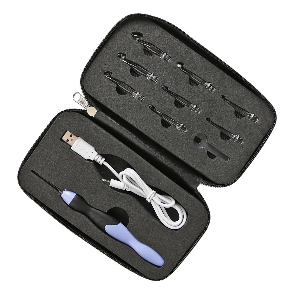 Набор из 9 светодиодных светящихся крючков для вязания, спиц, USB-перезаряжаемый, для рукоделия, ручной работы, аварийного освещения, крючок сверху, швейная ручка