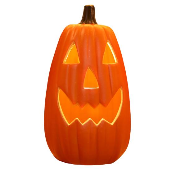 Halloween Pumpkin Lantern Spooky LED Light Up Pumpkin Figurine for Indoor Outdoor Halloween Tabletop Decor