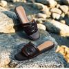 Sheepskin Version~ Square Head Cool Slippers Women's Summer 2025 New Flat-bottomed Beach One-word Drag French Outdoor Evening Sandals