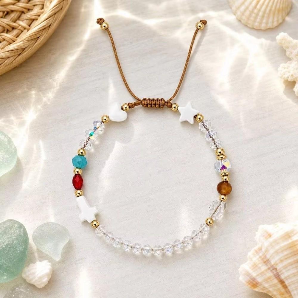 Handmade Braided Bead Wrap Adjustable Story of Bracelet Fashion Cross Beaded Bracelet for Women