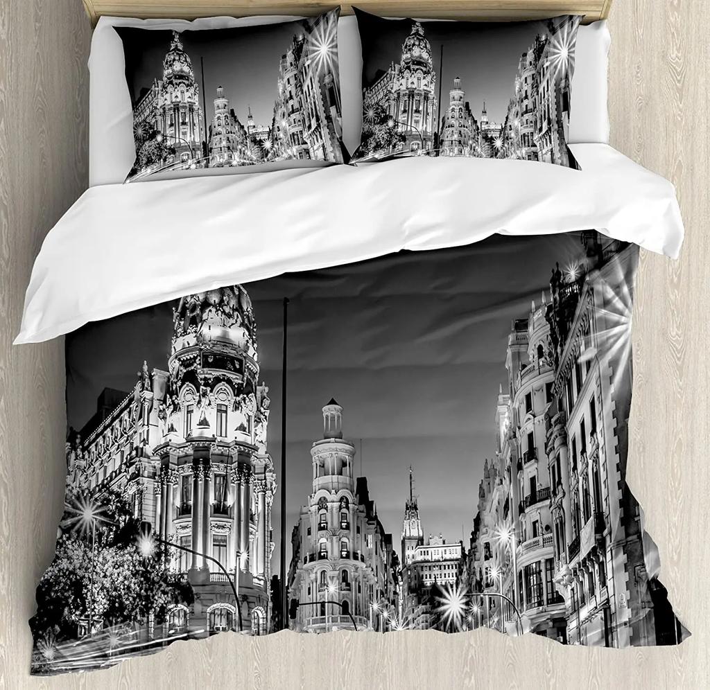 Комплект постельного белья Urban из 3 предметов с изображением заката на Манхэттене и горизонта Нью-Йорка, пододеяльник, комплект постельного белья, пододеяльник, наволочка, чехол