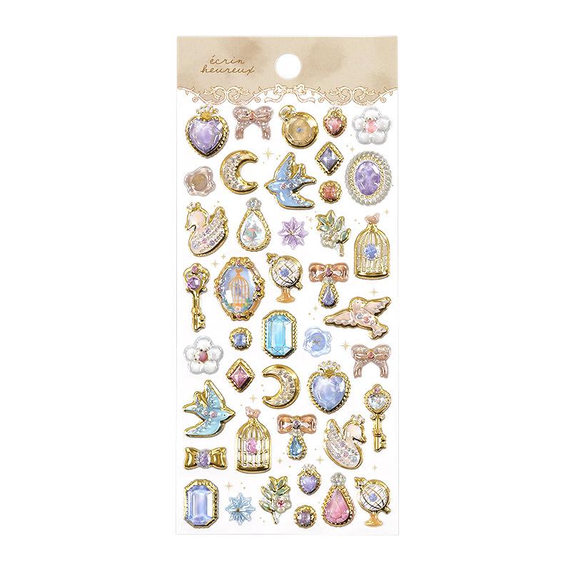 Hot Selling 3D Relief Crystal Stickers 1pcs Glitter Diamond Gemstone Decals for Toddler Girl Educational Reward Phone Case