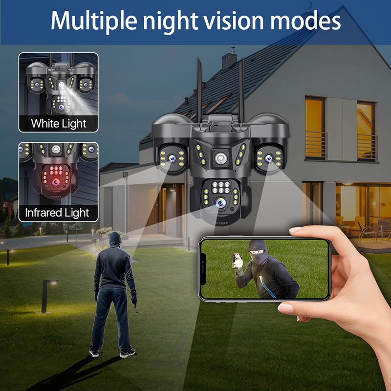 HD Surveillance Camera: Wireless, Mobile Remote, Outdoor, WiFi & 4G, Three-Screen Display