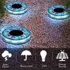 4/2/1PCS Solar Disk Light Waterproof Outdoor Glass Garden Stake Lighting Colorful Decorative Pathway LED Lights Dusk to Dawn