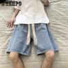 Ретро джинсовые шорты для мужчин летом тонкие свободные повседневные универсальные студенческие брюки пять четвертей