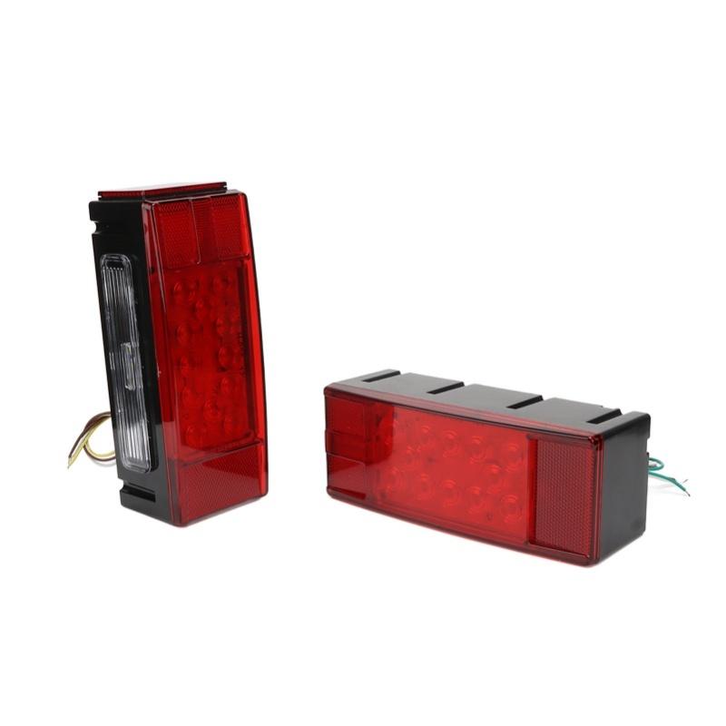 2PCS 12V LED Trailer Lights Submersible Waterproof Rectangular Tail Lamp For RV Marine Boats