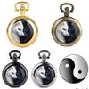Винтажные Ретро Черно-Белые Китайские Инь-Ян Кварцевые Унисекс Мужские Женские Карманные Часы Кварцевые Часы-Подвеска на Цепочке Повседневные Классические Циферблат Ювелирное Изделие Подарок