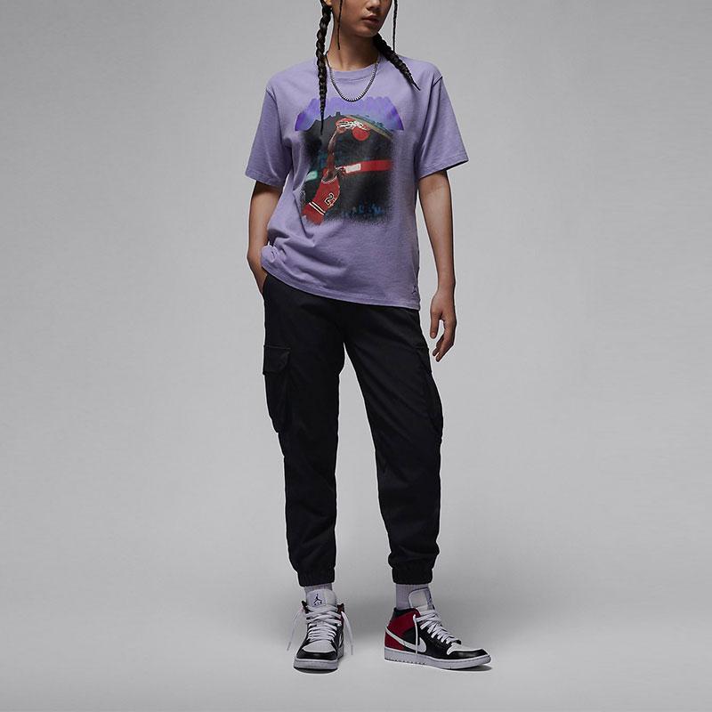 Jordan Drop Shoulder Sleeve T Shirt Women's Purple FB5138-500