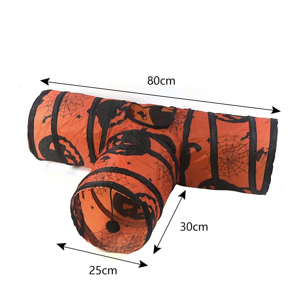 Halloween S/T Shape Cat Tunnel Tube Collapsible Hole Toy for Indoor Outdoor Kitty Training Play Space-Saving Pet Fun