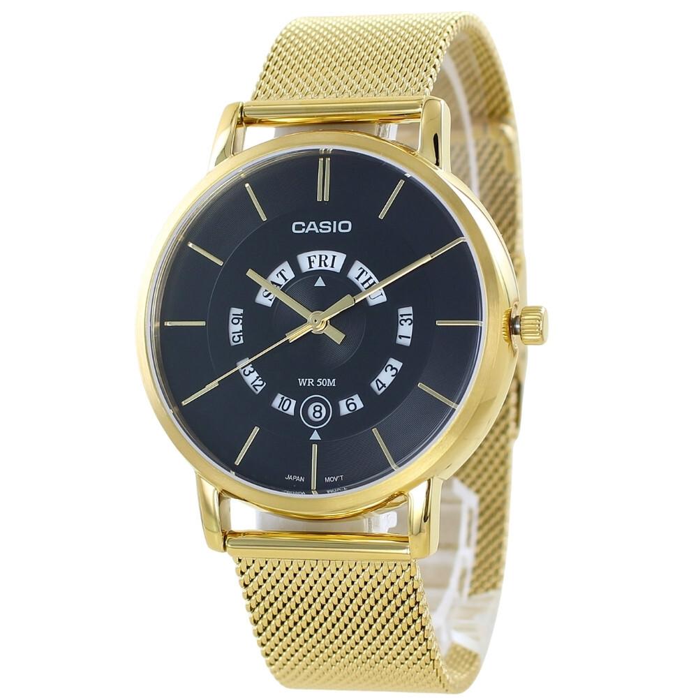 CASIO Analog Watch with Mesh Comes with Watch Great for Entrance Men's Strap, Gold, Style, Case, Age