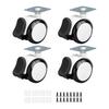 KUKUAN Silent Casters, Retrofit Casters with Stoppers, Easy Installation, DIY Furniture Replacement Kit, Strong Double-Sided Tape, 50mm Diameter (Blac