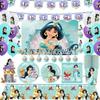 Aladdin Jasmine Princess Girls Birthday Party Decor Kit Disposable Tableware Plates Cups Napkins Tablecloth Balloon Party Favors