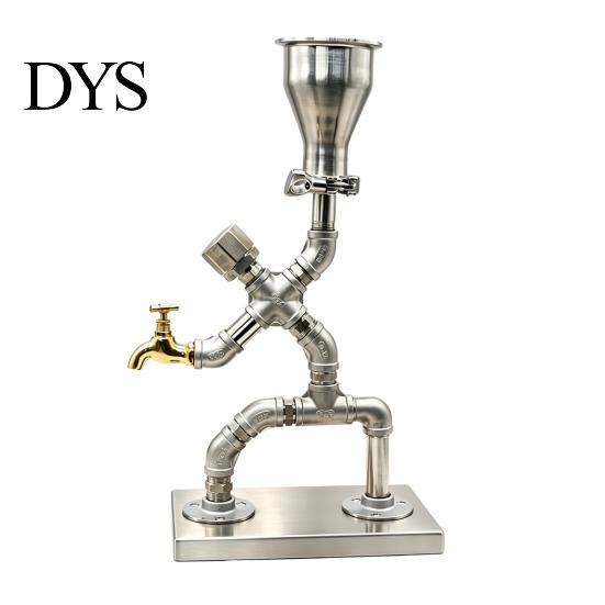 Bar Counter Whiskey Decanter Vintage Industrial Wine Dispenser, Metal Pipe Liquor Dispenser with Brass Tap, Countertop Unique Spirit Vodka Stand, Home