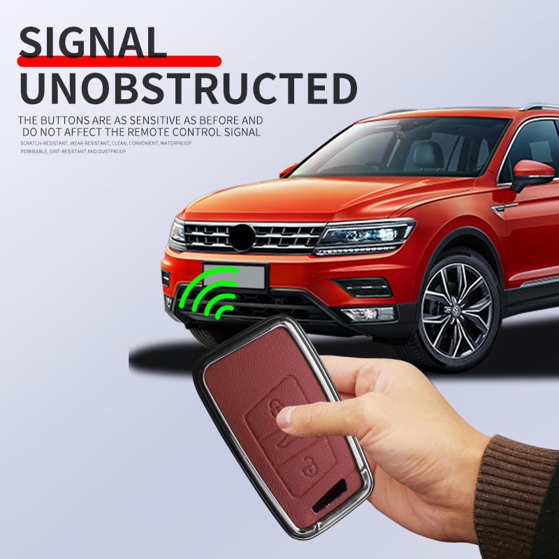 Металлическая Натуральная Кожа Автомобильный Брелок Чехол Корпус Подходит Для Vw Volkseagen Passat B8 Magotan Подходит Для Skoda Superb A7 Kodiaq Seat Брелок Автомобильный
