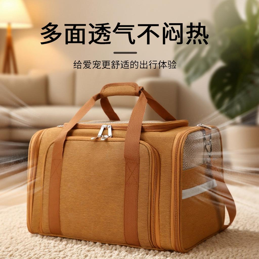 Cat large space aviation pet soft bag, small dog bag, portable handheld messenger bag, breathable expandable cat bag