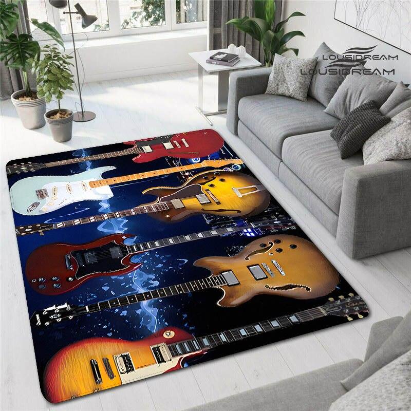 Красочные гитарные 3D печатные ковры для гостиной, нескользящие коврики, прикроватная тумбочка для спальни, современное украшение для дома, моющиеся напольные коврики