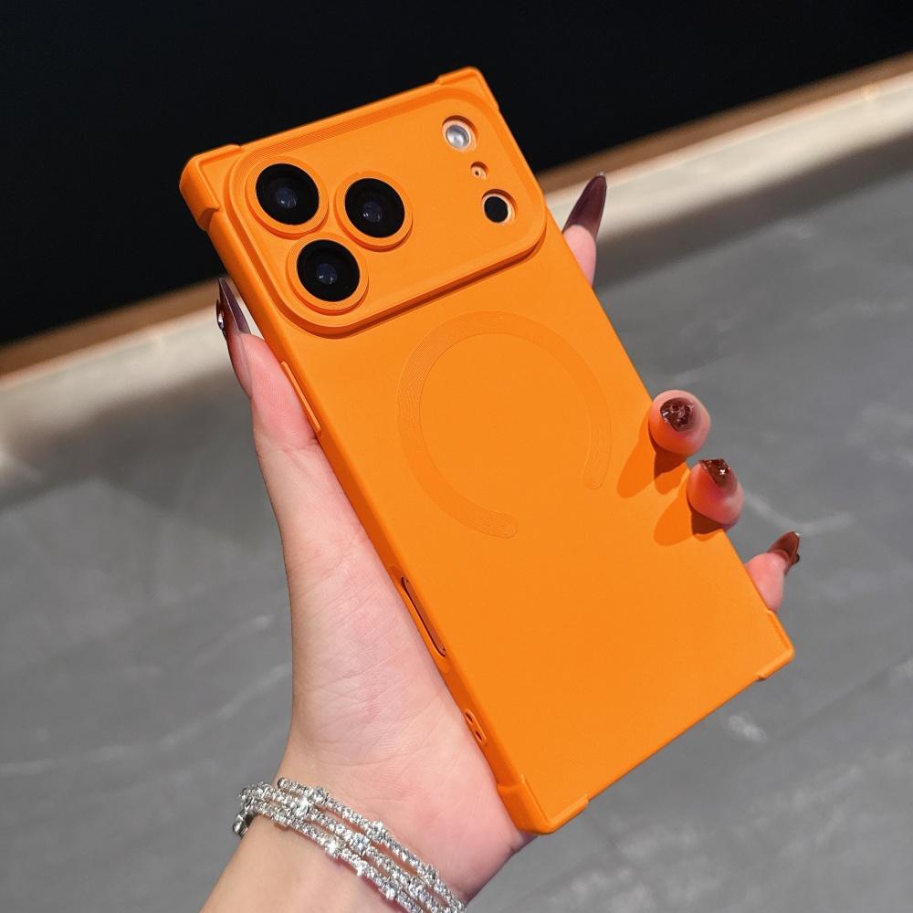 Fashion Right Angled Square Silicone Magnetic Phone Case For iPhone 17 Air 16 15 14 13 Plus Pro Max For Magsafe Frosted Cover