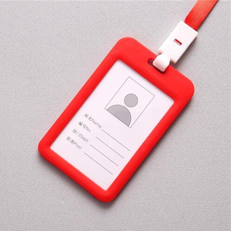 Double-sided, Staff Work Card Cover, Pass Access Card Holder, Name Badge Holder, ID Tag, Bus Card Sleeve, with Lanyard