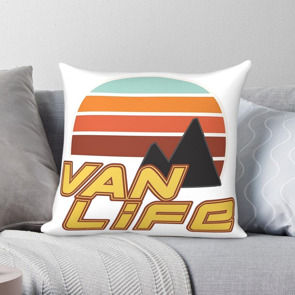 Квадратная наволочка для подушки 'Van Life Закат Горное Приключение' Полиэстер Лен Бархат Креативная На молнии Декоративная Чехол для Подушки Дивана