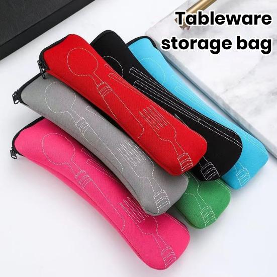 Cutlery Storage Bag Tableware Cloth Bags Zipper Design Portable Washable Storage Pouch for Fork Spoon Chopsticks Office Car Camping Travel Utensil