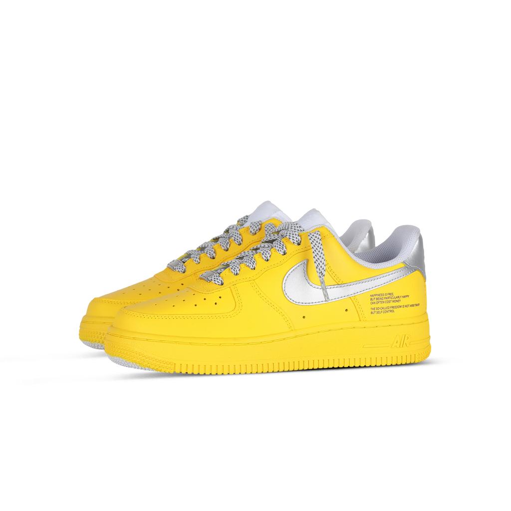 Nike Air Force 1 Gardenia Cushioning Coverage Abrasion Resistant Low top Skateboard Shoes Unisex Yellow Silver CW2288-111(Team1877-)