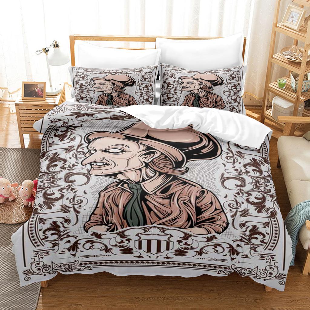 Vintage Pop Goth Reaper Skull Punk Rock Bedding Digital Printing Polyester Cotton Three-Piece Set