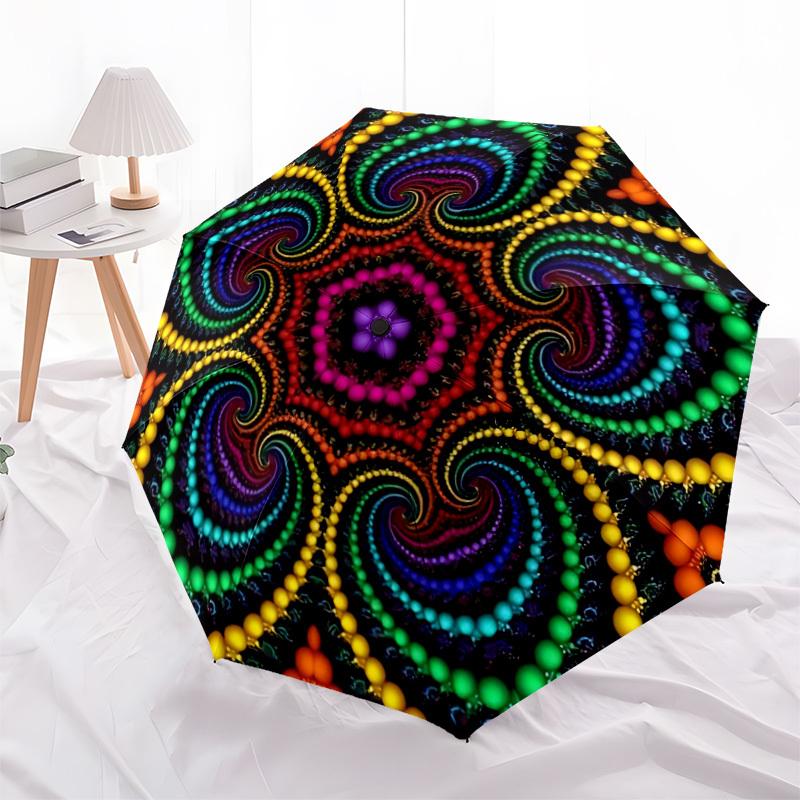 1PC Psychedelic Pattern Automatic Open/close, All-Season Portable Folding Umbrella for Women & Men yy250919152