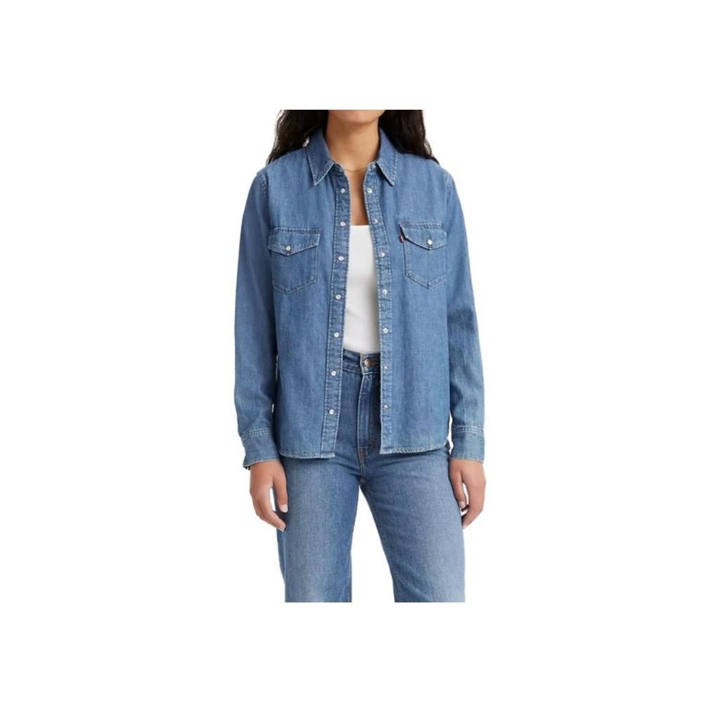 Levis однотонная рубашка с длинным рукавом и воротником, женские топы, синий 16786-0017
