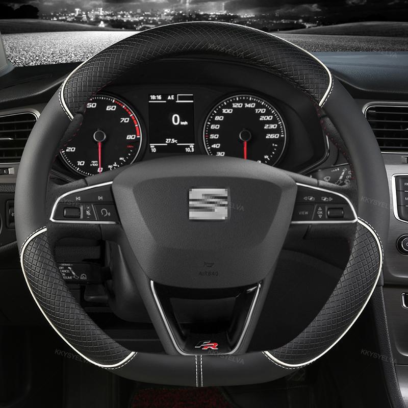 Чехол на руль автомобиля из микрофибры и кожи 38 см Нескользящий для Seat Tarraco Arona Ateca Ibiza Toledo Mii Leon Arosa Exeo ST FR sfylr11