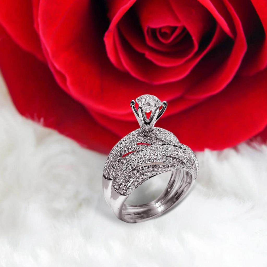 Кольцо со стразами и резьбой для пар, кольцо с полой резьбой, кольцо с инкрустацией из циркона, кольцо с круглым поддоном, женское кольцо