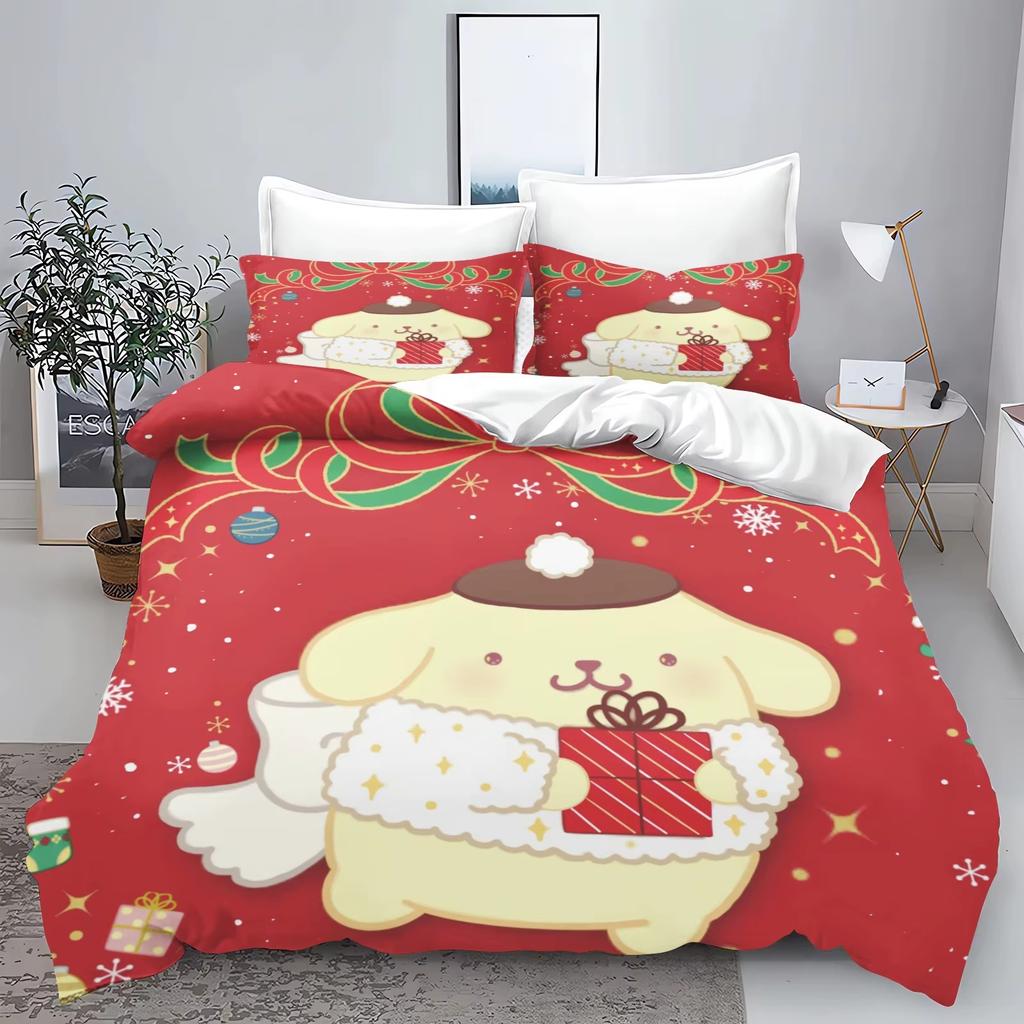 Christmas Series Sanrio Bedding Set  Polyester 3D Duvet Cover Pillow Case Set Bed Cover Adult Kids Bedroom Decoration
