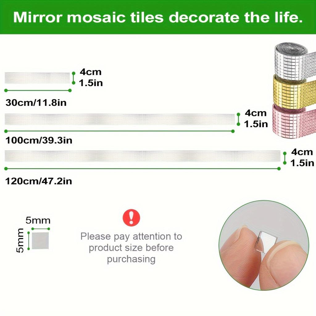 Classic Style Acrylic Self-Adhesive Mirror Mosaic Tiles - Square DIY Handmade Glass Strips for Indoor and Outdoor Decorations, Art Projects