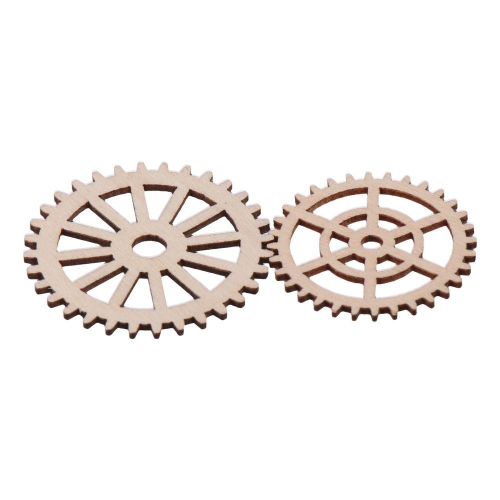 Brown Wooden Gear Wheels Wood Wooden Decoration Blank Gear Slices Craft Wheels for DIY