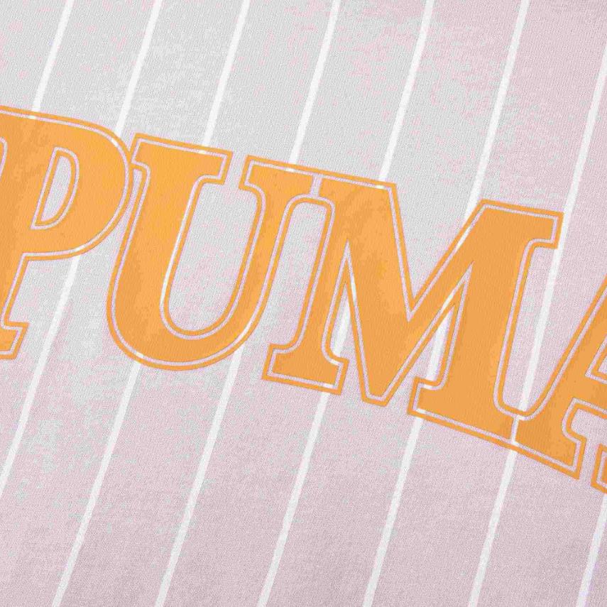 Puma Футболка с коротким рукавом Squad Aop в полоску с принтом букв Dopamine, круглый вырез, женская футболка, топы светло-фиолетового цвета 682926-60