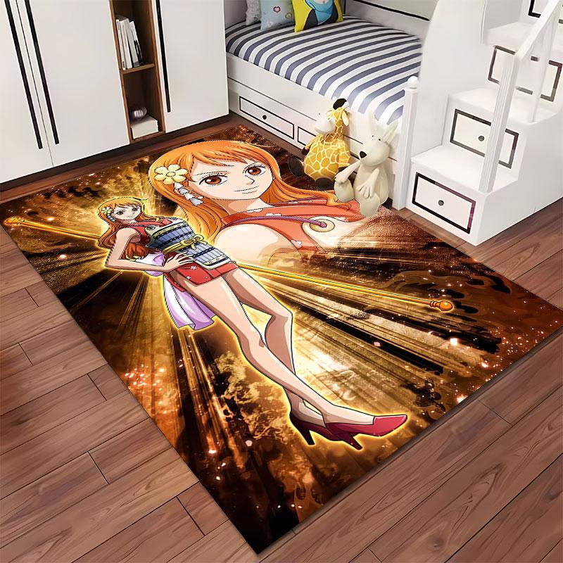 Anime Girl with Orange Hair suitable as a non-slip mat for the living room or bedroom sofa