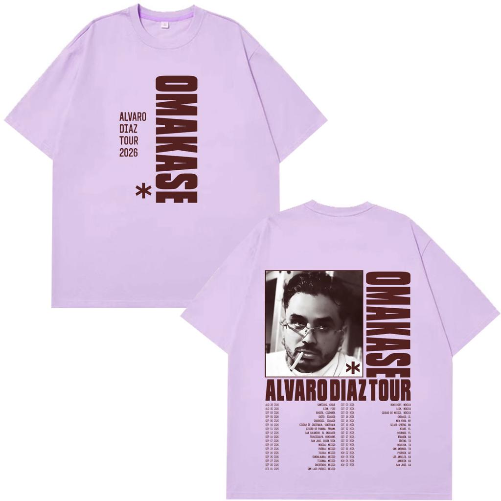 Alvaro Diaz Omakase Album 2026 Tour Print Tshirt Unisex Unisex Hiphoptshirts Shortsleeved Cotton Loose Casual Vintage T Shirts