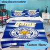 Custom Name Leicester Football Club Bedding Set 3pcs, Bedding Set Including 1pc Duvet Cover And 2pcs Pillowcases for Bedroom, Dormitory Gift