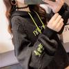 Hooded Sweater Women's Fall Big Size Loose Casual Jacket Letters Embroidery Long-sleeved Tops