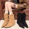 Popular Pointed Pants Boots Retro But Knee Sleeve Fashion Boots Stacking Boots Thin Medium Tube Tall Retro Style