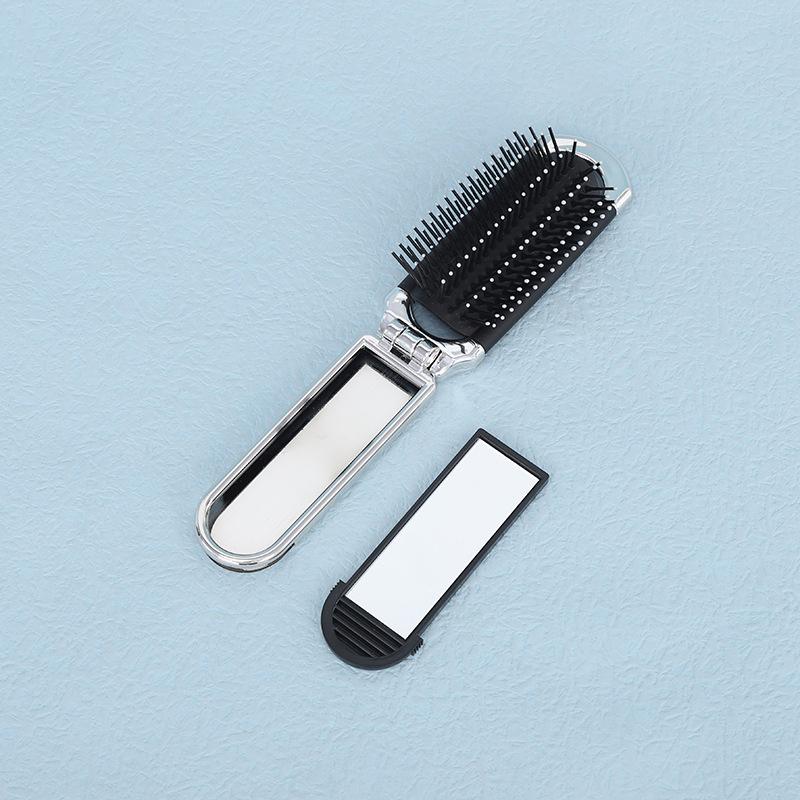 Mini Hair Brush Folding Massage Comb Head Massage Anti-Static Portable Travel Hair Brush Girl Hair Combs With Mirror
