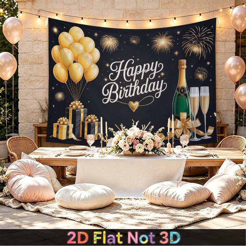 Party Backdrop Fireworks Flat Birthdays Weddings Showers Golden Balloons Boxes Seasons Photo Booth Background Front Door Decor