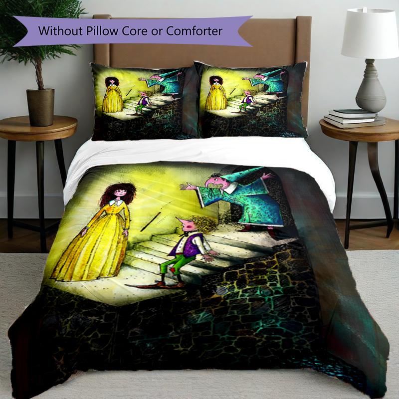 3pcs Duvet Cover Set (1*Duvet Cover + 2*Pillowcase, Without Core), Der Rauber Hotzenplotz Print Bedding Set, Bedroom Decor, All‑Season, Birthday Gift