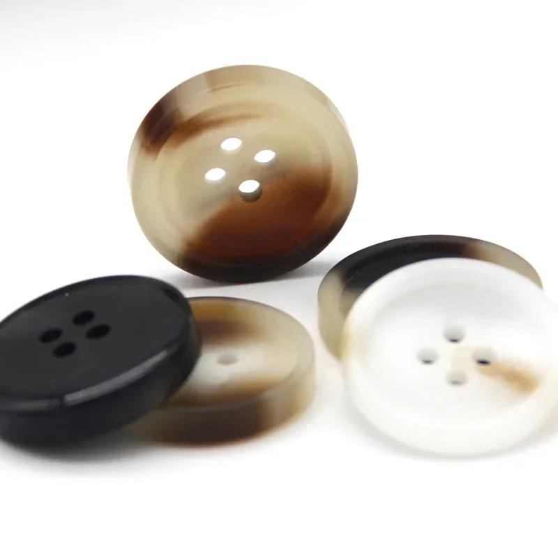 30Mm Large Resin Imitation Horn Pattern Buttons For Clothes Men Suit Coat Handmade Black Decorative Sewing Accessories Wholesale