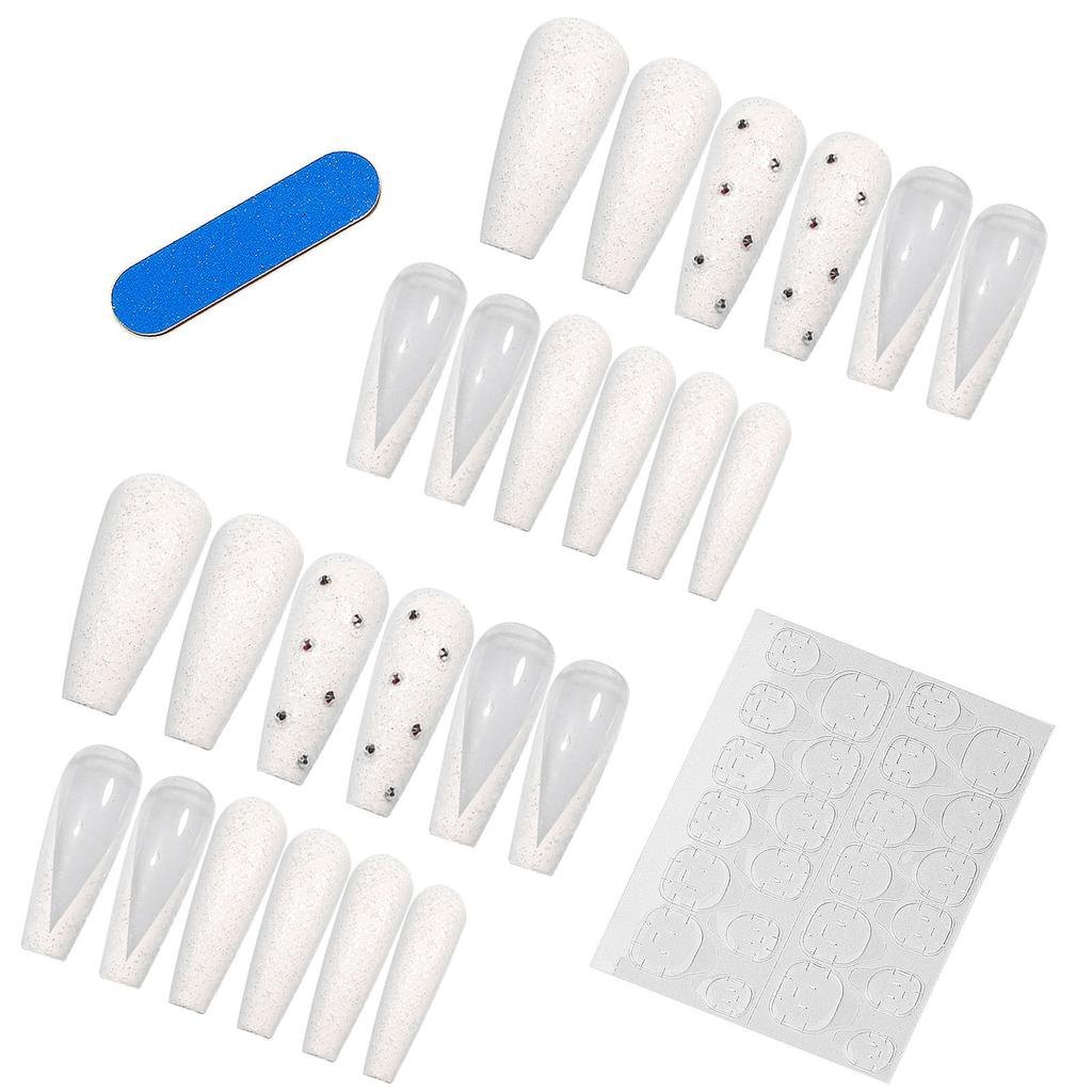 Super Long Ballet Nail Art, Fashionable Nail Art, Matte V-Shaped French Wearable False Nails