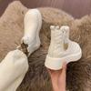 Women's Winter Faux Fur Lined Snow Boots Outdoor Non Slip Thick Sole Faux Leather Ankle Boots Warm Casual Short Booties with Fleece Lined for Female
