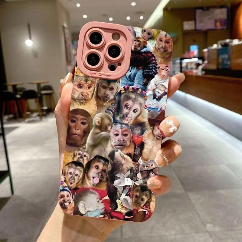 Новый креативный чехол для телефона с рисунком обезьяны для iPhone 16 Pro Max 15 14 13 12 11 XS X XR 7 8 Plus SE 2022 Ударопрочный Конфетный Мягкий Чехол